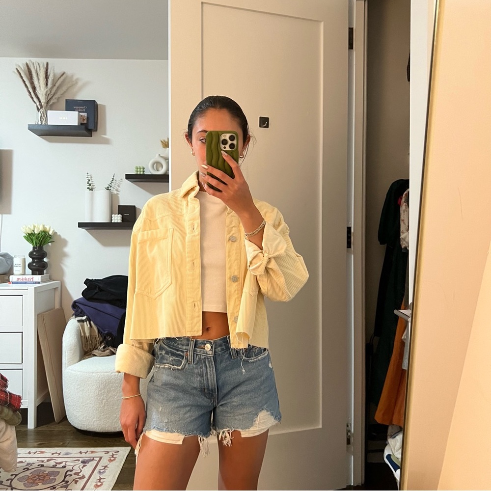BDG cropped yellow corduroy jacket